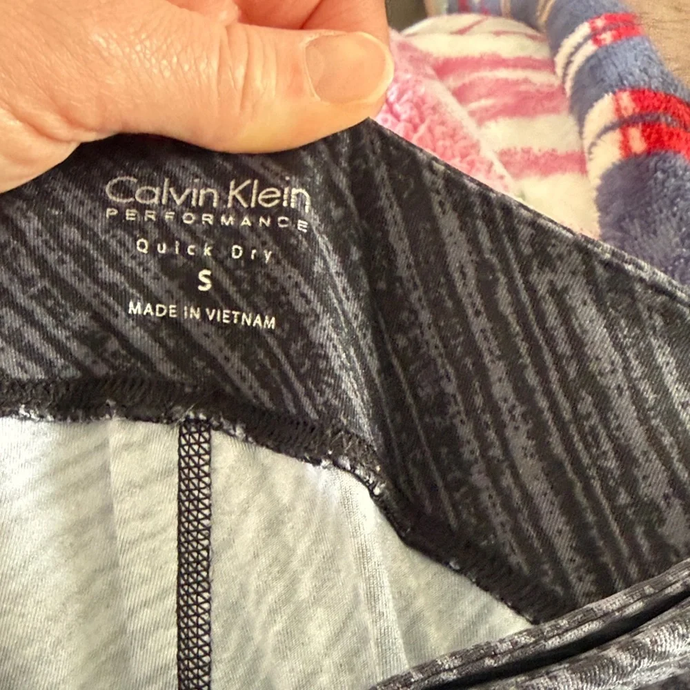 Calvin Klein Womens Charcoal Striped Leggings